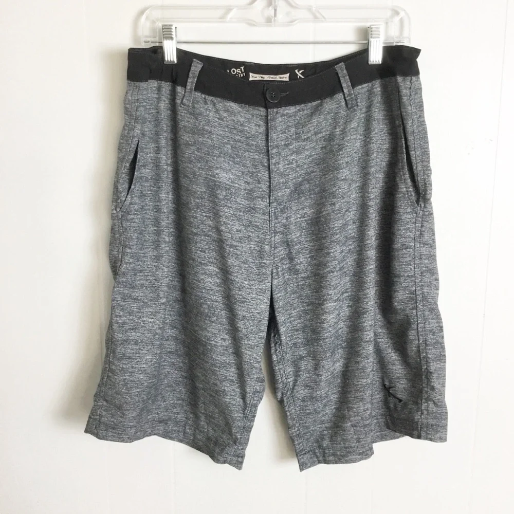 Lost Seaworthy Mens Swim Trunks Size 33 Black & Gray